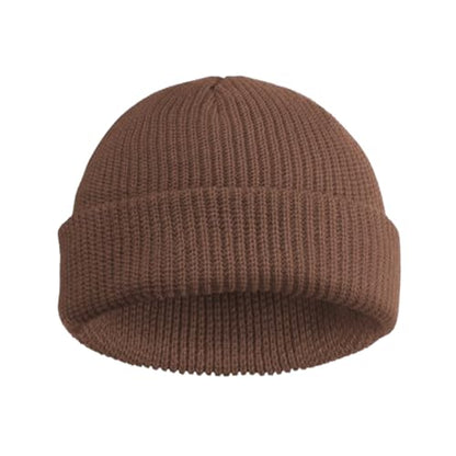 Trawler Beanie Winter Hats Fisherman Beanie for Men Women Knit Cuff Unisex Roll Up Edge Skull Cap JILANI X Edition - color: Dark Brown