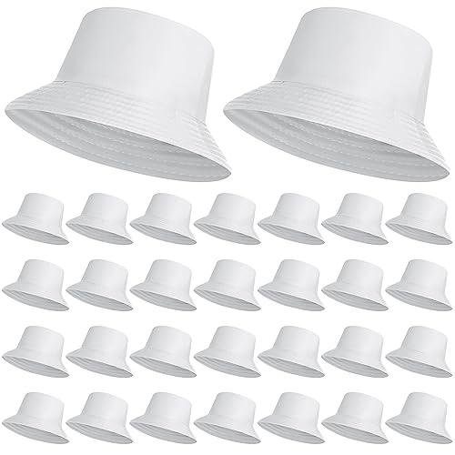 Haysandy Bulk Bucket Hats for Summer Camps Sun Protection Quick Dry Fishing Hats for Teams and Group Events - color: White