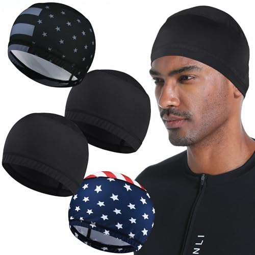 Cooling Skull Caps for Men Hard Hat Helmet Liner Cycling Cap Running Beanie - color: 4pcs Retro Style