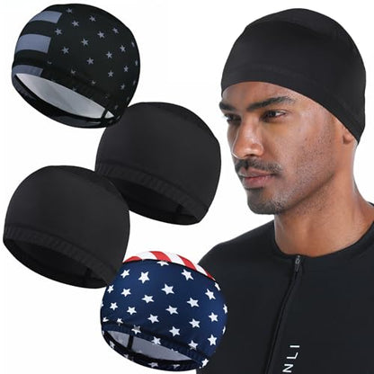 Cooling Skull Caps for Men Hard Hat Helmet Liner Cycling Cap Running Beanie - color: 4pcs Retro Style