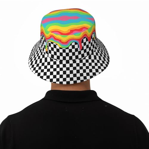 Bucket Hat for Men Women Packable Sun Hats Fisherman Outdoor Summer Travel Hiking Beach Caps - color: Checkered