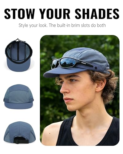 Croogo 5 Panel Running Hat Quick Dry Baseball Cap Sun UV Sports Outdoor Cap - color: M-wbqsg1-blue