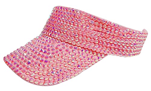 ASUITOFK Bling Rhinestone Sport Sun Visor Hats Adjustable Summer Cap Visor Caps for Men and Women Outdoor Hat - color: Pink