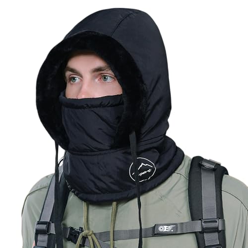 WITHMOONS Winter Knit Balaclavas Beanie Hat Fleece Face Mask Neck Warmer Windproof Hood YZT0254 - color: Black