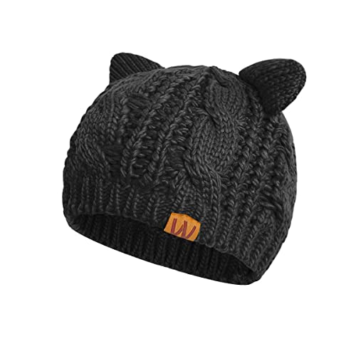 allydrew Winter Thick Knit Beanie Slouchy Beanie for Men & Women - color: Ebony