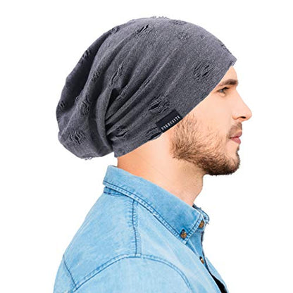 Ruphedy Men Slouchy Beanie Summer Long Oversize Thin Lightweight Skull Cap B011h - color: B405-grey, size: One Size