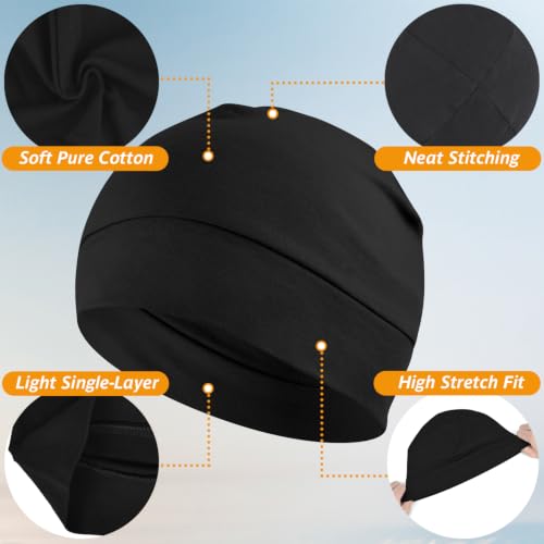 Headshion 100% Cotton Skull Caps Beanie Sleeping Hats for Men Women - color: Black & Black