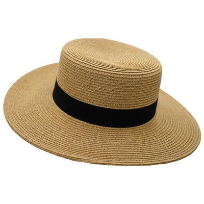 Panama Jack Women's Sun Hats - Paper Braid Straw, Assorted Styles - color: Brown Boater Hat