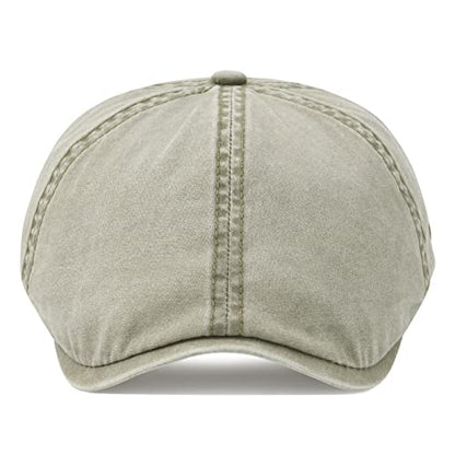 VOBOOM Cotton Washing Flat Cap Cabbie Hat Gatsby Ivy Irish Hunting Newsboy - color: Washed Khaki