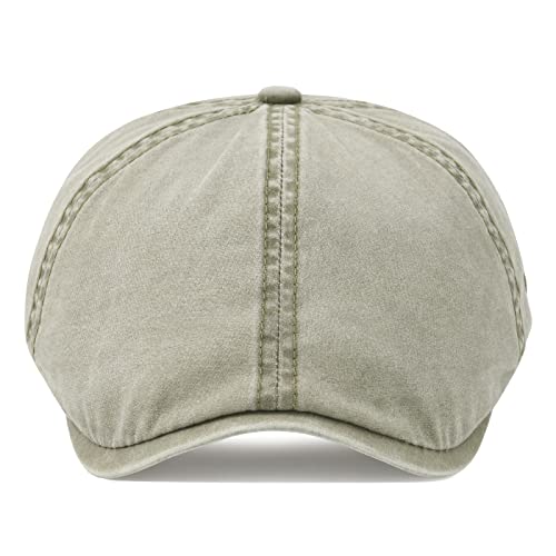 VOBOOM Cotton Washing Flat Cap Cabbie Hat Gatsby Ivy Irish Hunting Newsboy - color: Washed Khaki