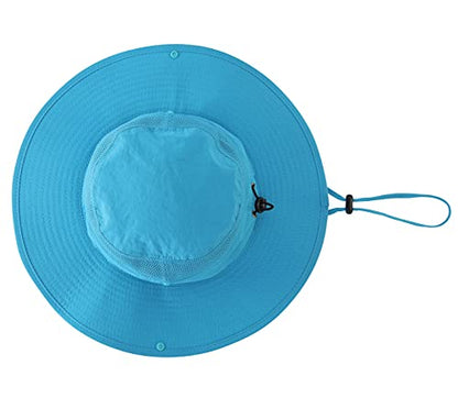 Connectyle UPF 50+ Wide Brim Sun Hat for Men Breathable Cowboy Boonie Hats Outdoor Bucket Hat for Fishing Hiking Safari - color: Sky Blue