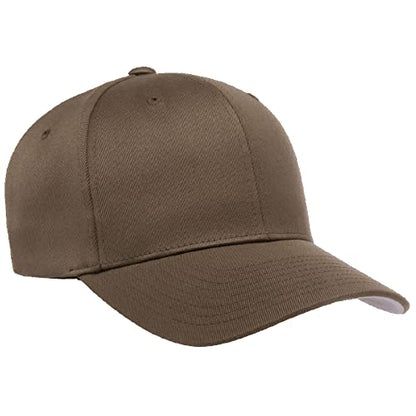 Flexfit 24-pk Wooly Combed Baseball Cap | Stretch Fitted (Brown,L/XL)