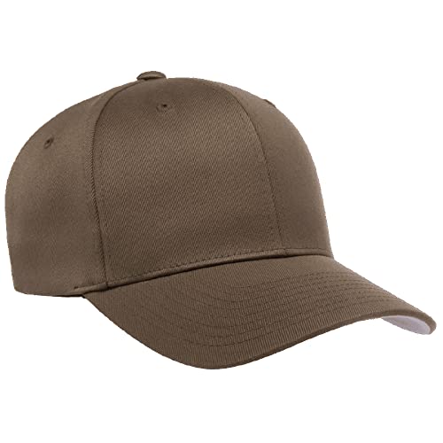 Flexfit Wooly Combed 6-Panel Structured Baseball Cap | Stretch Fitted - color: Brown, size: Small-Medium
