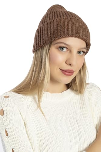 Seamless Beanie Cap, Acrylic Unisex Winter Beanie - color: Brown