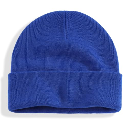 Connectyle Men's Cuffed Beanie Hat Double Layer Knit Winter Watch Cap - color: Blue