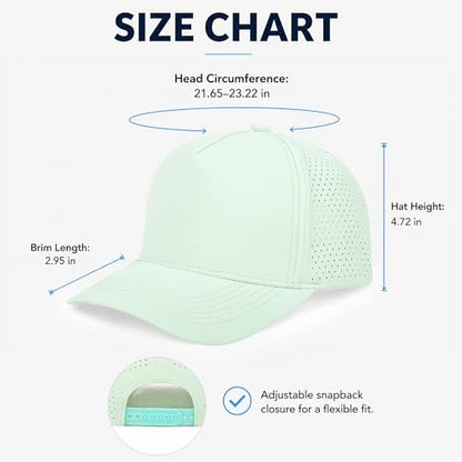 5 Panel Baseball Cap Quick Dry Mesh Snapback Hat for Women Men - color: Lightgrey+aquagreen+offwhite