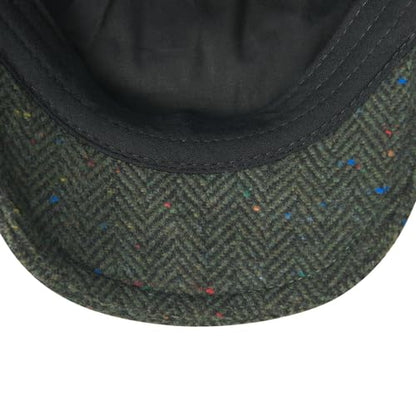 FEINION Men Wool Blend Flat Cap Tweed Newsboy Ivy Hat - color: Flecked Green