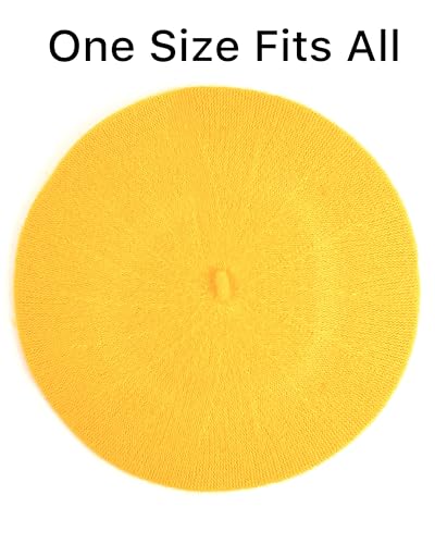 Parquet Solid Color French Beret Hat. Classic French, Casual and Chic Lightweight Cap for Women - color: Yellow