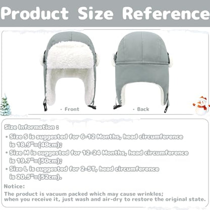 Olreco Toddler Winter Hat Baby Winter Hat Warm Fleece Lined Kids Trapper Hats Toddler Hats for Boys Girls Kid Snow Essentials - color: Waterproof Light Grey, size: 2-5T