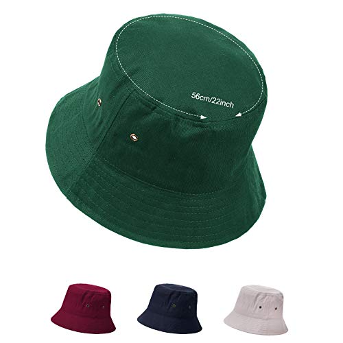 SATINIOR 4 Pcs Bucket Hat Summer Cotton - color: Wine Red, Xmas Green, Grey Khaki,navy Blue, size: Medium
