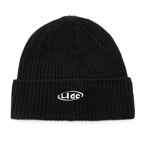 UNDERCONTROL Flexible Fit Logo Embroidery Unisex Fall Winter Thin Long Acryl Trawler Beanie Knit Slouchy Skull Ski Hat Korea - color: Flex Liquid Black