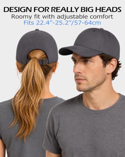 Zylioo XL XXL Linen Baseball Cap for Big Heads, Structured Summer Dad Hat - color: Denim Blue, size: X-Large-XX-Large
