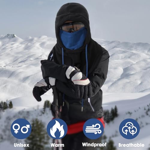 Achiou Ski Mask, Winter Balaclava Warm Windproof Face Cover Men Women - color: Black