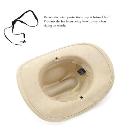 LIDHAY Cowboy Hat for Women Men with Shapeable Wide Brim Western Suede Hat for Cowboys and Cowgirls - color: Camel