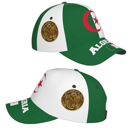 National Flags Baseball Cap for Men Women, Adjustable Trucker Hat Sun Visor Caps, Outdoor Dad Cap Patriotic Hat - color: Algerian Flag