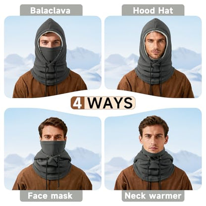 Winter Balaclava Ski Face Mask: Men Women Warm Windproof Face Cover Hat - color: Grey-lined