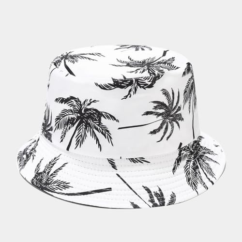 Quanhaigou Bucket Hats Unisex Summer Travel Beach Fisherman Cap for Men Women Teens - color: Black White Tree