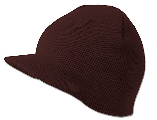 TOP HEADWEAR Solid Cuffless Beanie Visor - color: Brown