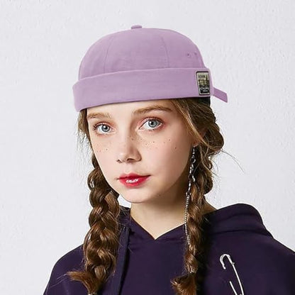 Glamorstar Dome Brimless Hats for Women Men Sailor Docker Beanie Cap Hip Hop Hats - color: Purple D
