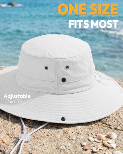 Women Sun Hat with Ponytail Hole Wide Brim Bucket Sun Protection for Summer - color: White