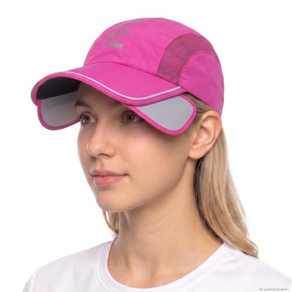 Retractable Brim Baseball Cap Sport Sun Visor Hat for Men Women - color: Rose Pink
