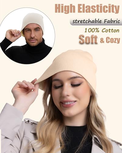 100% Cotton Beanie Hat Cuffless Beanies Warm Knit Winter Skull Cap - color: 1pcs-pink