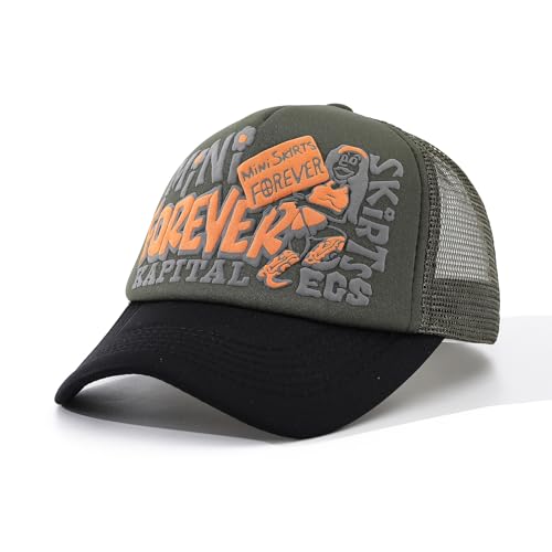 Breathable Snapback Trucker Hats Summer Baseball Caps Adjustable Outdoor Mesh Snap Back Hats for Daily Use - color: Mg-bcm2630-army Green