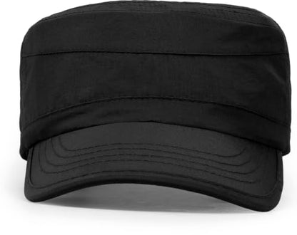 Cadet Army Cap Unisex Military Hat Adjustable Flat Top Cap Baseball Cap - color: Black