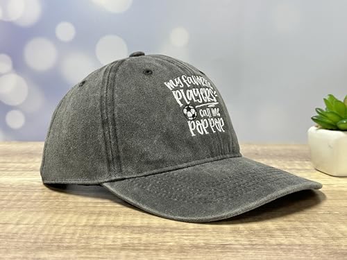 Adjustable Embroidery Hat for Men Women, Gift Baseball Cap for Adult - color: Soccer Pop Pop (Washed Black)