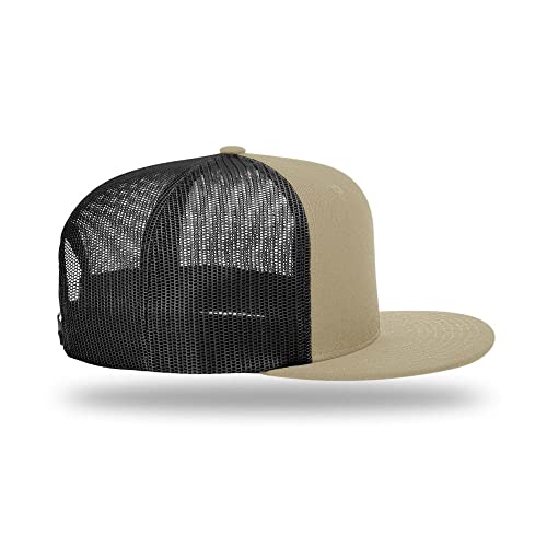 Richardson 511 Wool Blend Flatbill Trucker Snapback Adjustable Cap - color: Khaki/Black