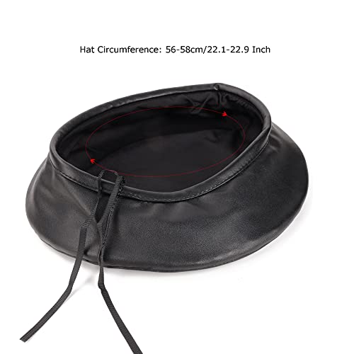 Wheebo PU Leather Berets for Women French Beret Hats Artist Painter Hat Classic Solid Style - color: Black