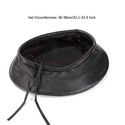 Wheebo PU Leather Berets for Women French Beret Hats Artist Painter Hat Classic Solid Style - color: Black