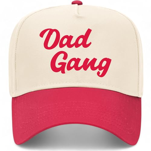 Dad Gang Vintage Trucker Hat | Classic Retro Hat for Dads | Premium Snapback Hat for Men - color: Red/Natural