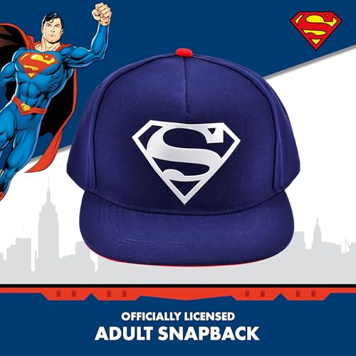 Concept One Unisex Adult DC Comics Superman Baseball Cap, Adult Adjustable Snapback Hat with Flat Brim for Men and Women - color: Navy