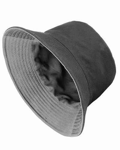 Gelante Reversible Bucket Hat for Men and Women - Cotton, Outdoor Sun Protection Bucket Hats. - color: Light Gray/Black