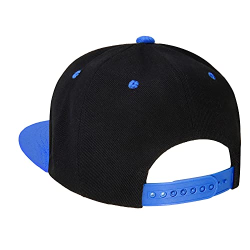 Falari Wholesale 12 Pack Snapback Hat Cap Hip Hop Style Flat Bill Blank Solid Color Adjustable Size - color: 12-pack Black/Royal