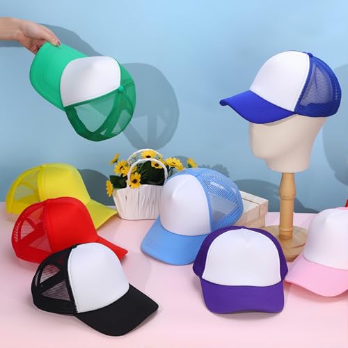20 Pack Sublimation Trucker Hats Blank DIY Gift Bulk Birthday Party - color: Multicolor