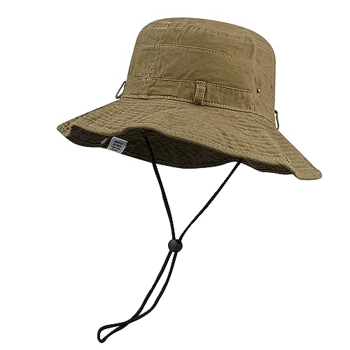 Clakllie Reversible Packable Boonie Fishing Hat UV Protection Sun Beach Hat - color: S-hjy6-khaki