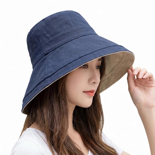 FaroDor Women's Reversible Bucket Hat UV Protection Packable Travel Cap Wide Brim Sun Hats 2026 - color: 1navy Blue