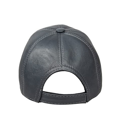 Genuine Leather Unisex Baseball Cap - color: Dark Gray